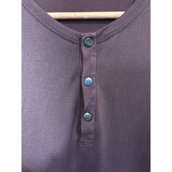 Theory Mens Henley Long Sleeve Shirt M Brown Cotton Blend - Picture 3 of 5